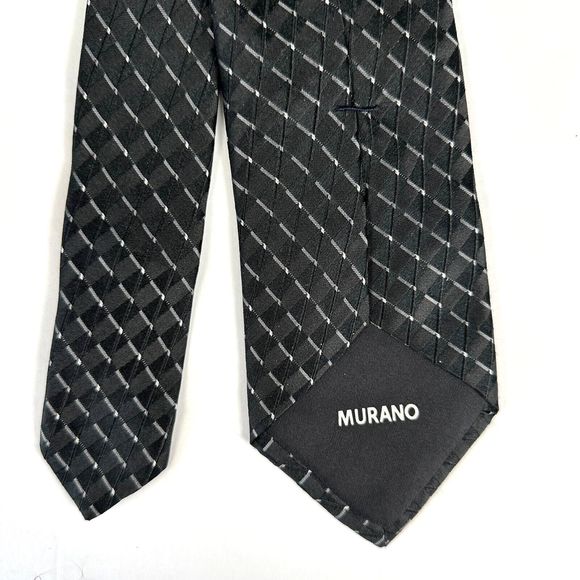 Murano Tie Made In The USA 100% Silk Black and White - Picture 6 of 11